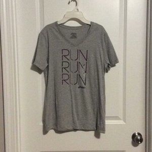 New Women's Asics Sz M Graphic T Shirt Top V Neck Run Short Sleeve Cotton Blend